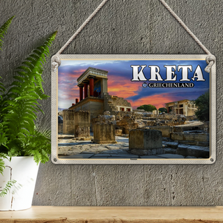Blechschild Reise 30x20cm Kreta Griechenland Knossos Palasttin sign