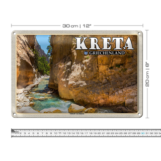 Blechschild Reise 30x20cm Kreta Griechenland Schlucht von Samaria