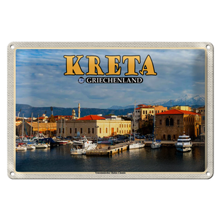 Blechschild Reise 30x20cm Kreta Griechenland Venezianischer Hafen