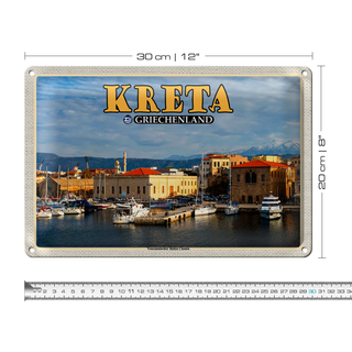 Blechschild Reise 30x20cm Kreta Griechenland Venezianischer Hafen