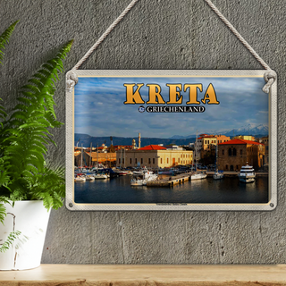 Blechschild Reise 30x20cm Kreta Griechenland Venezianischer Hafen