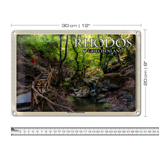 Blechschild Reise 30x20cm Rhodos Griechenland Tal der Schmetterlinge