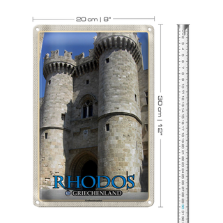Blechschild Reise 20x30cm Rhodos Griechenland Großmeisterpalast