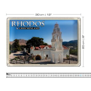 Blechschild Reise 30x20cm Rhodos Griechenland Kloster Tsambika