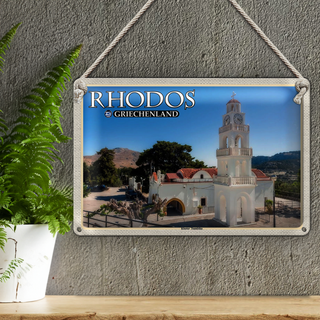 Blechschild Reise 30x20cm Rhodos Griechenland Kloster Tsambika
