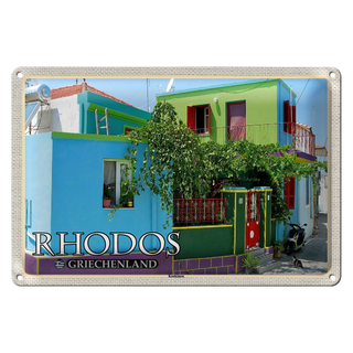 Blechschild Reise 30x20cm Rhodos Griechenland Koskinou Gasse