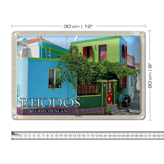 Blechschild Reise 30x20cm Rhodos Griechenland Koskinou Gasse