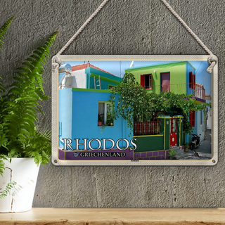 Blechschild Reise 30x20cm Rhodos Griechenland Koskinou Gasse