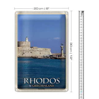 Blechschild Reise 20x30cm Rhodos Griechenland Mandraki Hafen