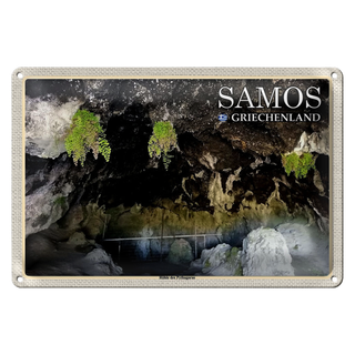 Blechschild Reise 30x20cm Samos Griechenland Höhle des Pythagoras