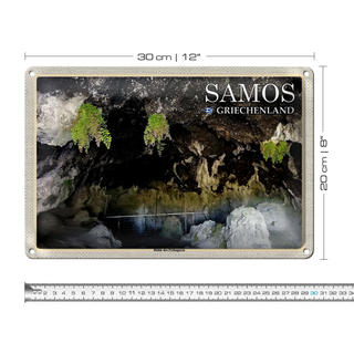 Blechschild Reise 30x20cm Samos Griechenland Höhle des Pythagoras