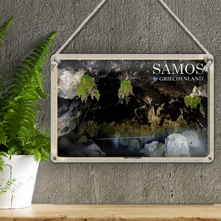 Blechschild Reise 30x20cm Samos Griechenland Höhle des Pythagoras