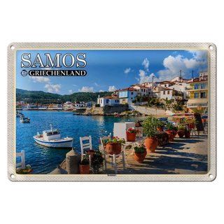 Blechschild Reise 30x20cm Samos Griechenland Kokkári Stadt Urlaub