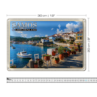 Blechschild Reise 30x20cm Samos Griechenland Kokkári Stadt Urlaub