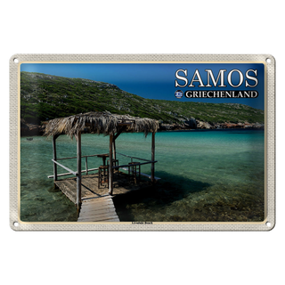 Blechschild Reise 30x20cm Samos Griechenland Livadaki Beach Meer