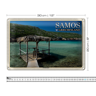 Blechschild Reise 30x20cm Samos Griechenland Livadaki Beach Meer