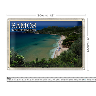 Blechschild Reise 30x20cm Samos Griechenland Psili Ammos Beach