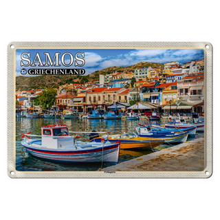 Blechschild Reise 30x20cm Samos Griechenland Pythagório Kleinstadt