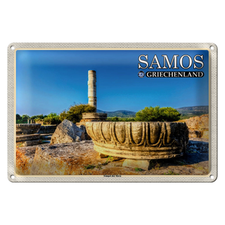 Blechschild Reise 30x20cm Samos Griechenland Tempel der Hera
