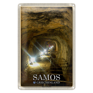 Blechschild Reise 20x30cm Samos Griechenland Tunnel von Eupalinos