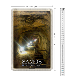 Blechschild Reise 20x30cm Samos Griechenland Tunnel von Eupalinos