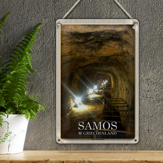 Blechschild Reise 20x30cm Samos Griechenland Tunnel von Eupalinos