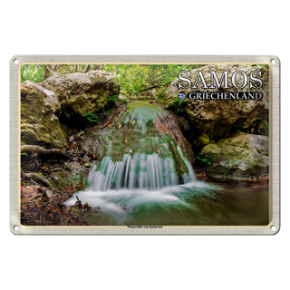 Blechschild Reise 30x20cm Samos Griechenland Wasserfälle Karlovasi
