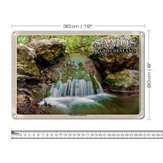 Blechschild Reise 30x20cm Samos Griechenland Wasserfälle Karlovasi