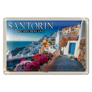 Blechschild Reise 30x20cm Santorin Griechenland Alt-Thera Antike