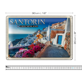 Blechschild Reise 30x20cm Santorin Griechenland Alt-Thera Antike
