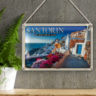 Blechschild Reise 30x20cm Santorin Griechenland Alt-Thera Antike