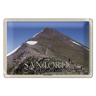 Blechschild Reise 30x20cm Santorin Griechenland Berg Profitis Ilias