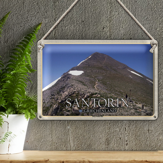 Blechschild Reise 30x20cm Santorin Griechenland Berg Profitis Ilias