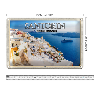 Blechschild Reise 30x20cm Santorin Griechenland Fira Hauptstadt