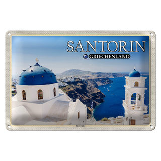 Blechschild Reise 30x20cm Santorin Griechenland Imerovigli Inseln