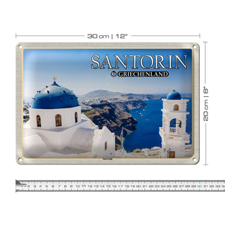 Blechschild Reise 30x20cm Santorin Griechenland Imerovigli Inseln