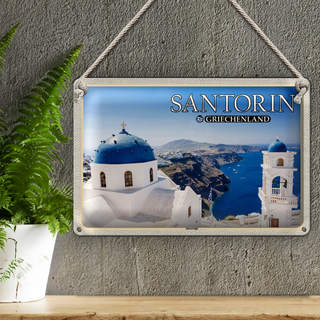 Blechschild Reise 30x20cm Santorin Griechenland Imerovigli Inseln