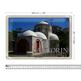 Blechschild Reise 30x20cm Santorin Griechenland Kloster Profitis