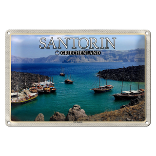 Blechschild Reise 30x20cm Santorin Griechenland Kameni Vulkaninsel
