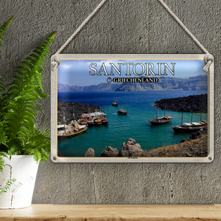 Blechschild Reise 30x20cm Santorin Griechenland Kameni Vulkaninsel