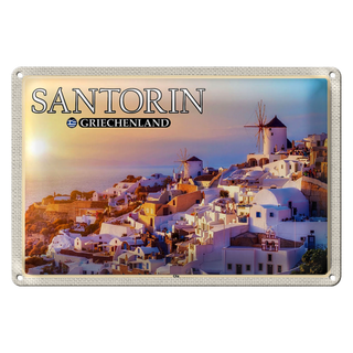 Blechschild Reise 30x20cm Santorin Griechenland Oia Küstendorf