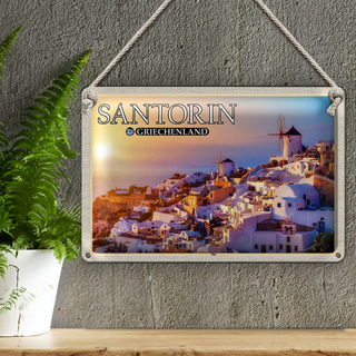 Blechschild Reise 30x20cm Santorin Griechenland Oia Küstendorf