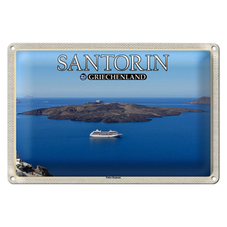 Blechschild Reise 30x20cm Santorin Griechenland Palea Kameni Insel