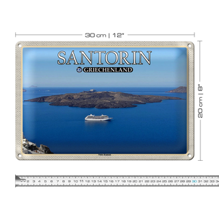 Blechschild Reise 30x20cm Santorin Griechenland Palea Kameni Insel