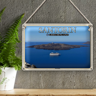 Blechschild Reise 30x20cm Santorin Griechenland Palea Kameni Insel