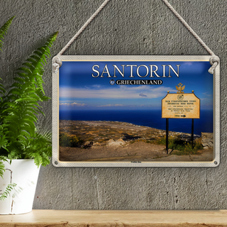 Blechschild Reise 30x20cm Santorin Griechenland Profitis Ilias