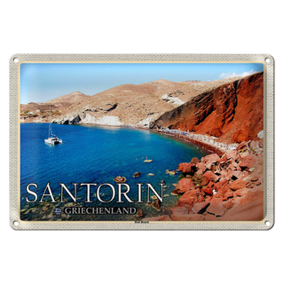 Blechschild Reise 30x20cm Santorin Griechenland Red Beach Strand