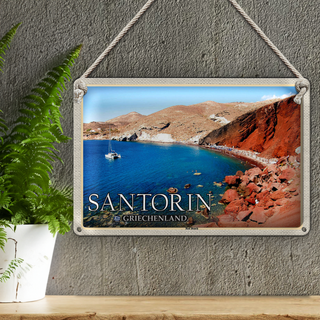Blechschild Reise 30x20cm Santorin Griechenland Red Beach Strand