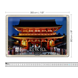Blechschild Reise 30x20cm Tokio Japan Sensoji-Tempel