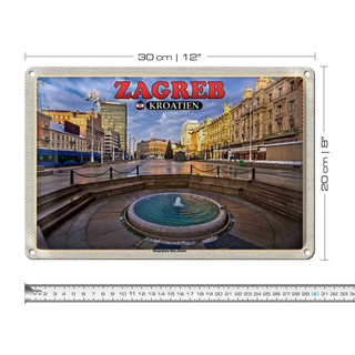 Blechschild Reise 30x20cm Zagreb Kroatien Hauptplatz Ban Jelacic